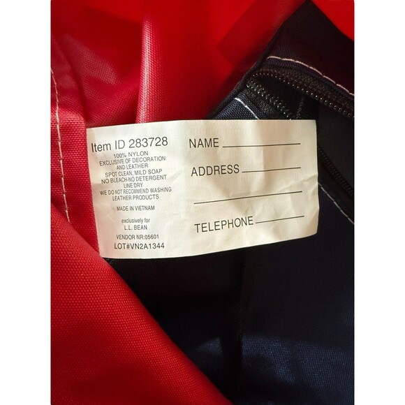 L.L. Bean NYLON Boat Tote Bag Medium Zipper Red Blue Stripe NWT 283728 - Picture 7 of 8